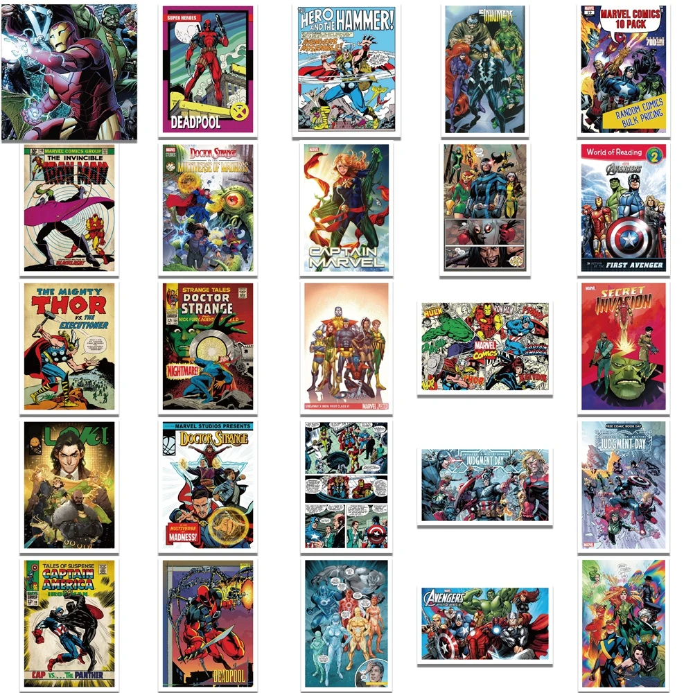 10/30/50PCS Disney Marvel The Avengers Anime Poster Stickers Cool Graffiti PVC Waterproof Laptop Luggage Phone Decals Kids Toys