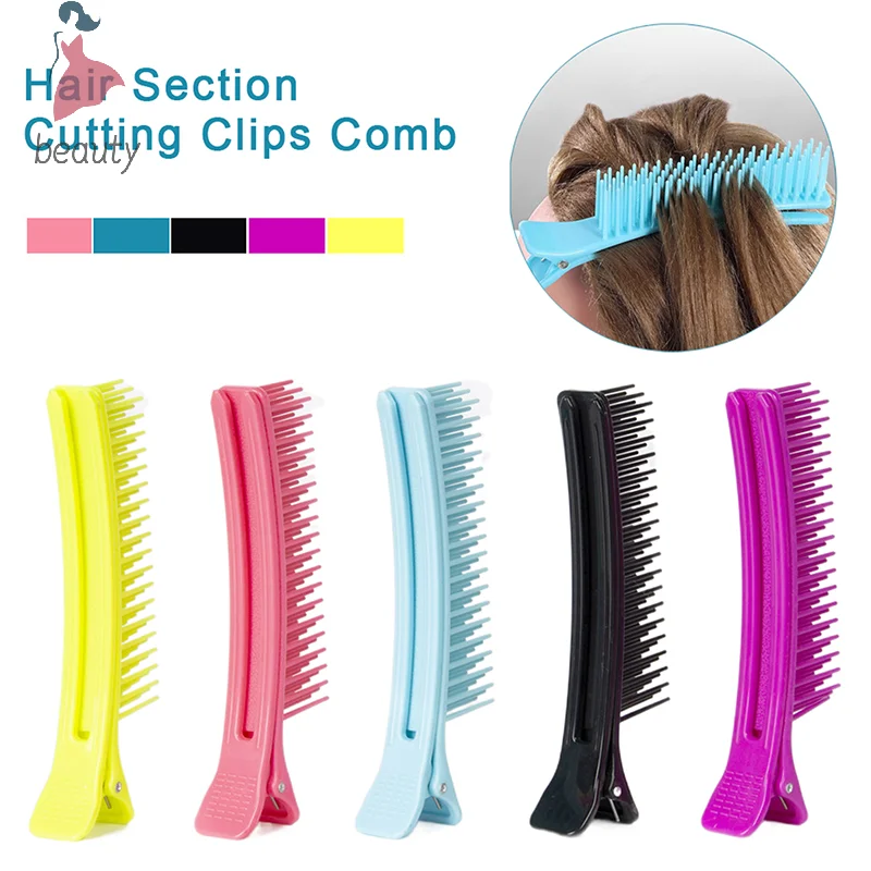 Professional Hair Grip Clamps Salon Hair Section Cutting Clips Comb Barber Dyeing Perm Hair Pins Home DIY Barrette Hair Styling