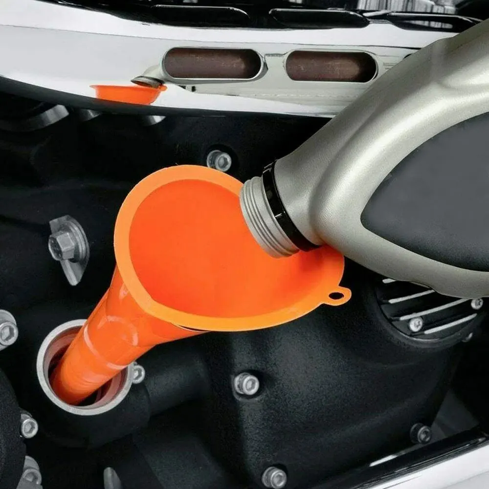 

Orange Car Refueling Multi-Function Longer Funnel Gasoline Engine Oil Additive Funnel Oil Filling Equipment Car Universal Tool