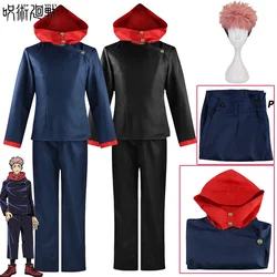 Itadori Yuji Cosplay Anime Jujutsu Kaisen Yuji Itadori Cosplay Costume Wig Outfits Blue / Black Top Pants Uniform for Men Women
