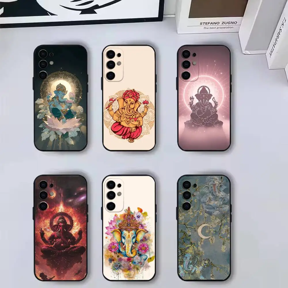 Ganesha Hindu God Ganesh Elephant  Phone Case For Samsung S25,S24,S21,S22,S23,S30,Ultra,S20,Plus,Fe,Lite,Note,10,Black Cover