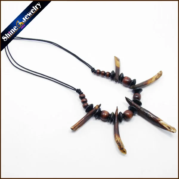 Women Men Tibet Jewelry Amulet Real Wolf Tooth Fangs Canine Bone Carving Pendant Surfer Leather  Rope Chain Necklace Adjustable