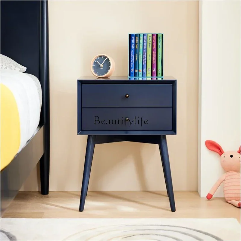 Light luxury modern minimalist Nordic glazed blue bedroom bedside table