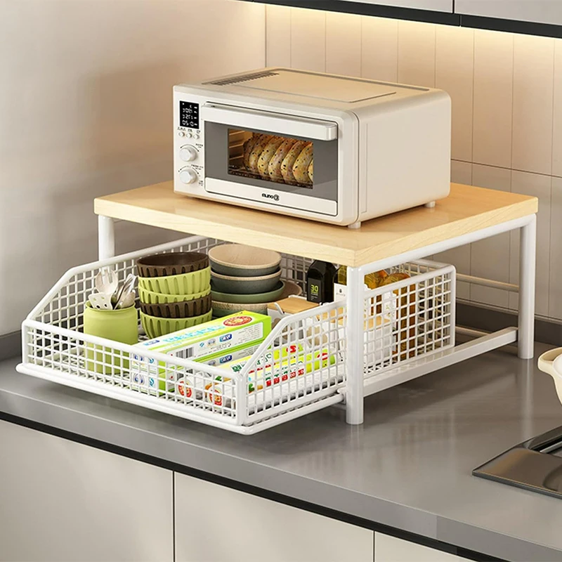2026 New Kitchen Countertop Organizer Rack - Multi-Use Shelf for Microwave, Spice Jars, Coffee Machine and Printer