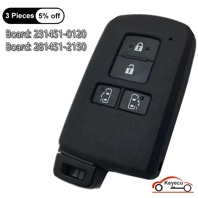 

KEYECU 4 Buttons for Toyota Sienta Alphard Voxy Noah Esquire Harrier Vellfire Auto Smart Remote Key Fob 231451-0120 281451-2150