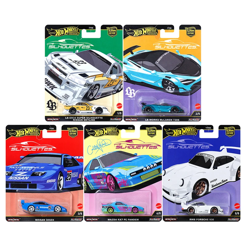 Presale Hot Wheels Premium Car Culture Silhouettes RWB Porsche 930 Super Silhouette Nissan Skyline Mazda 1/64 Car Toy FPY86