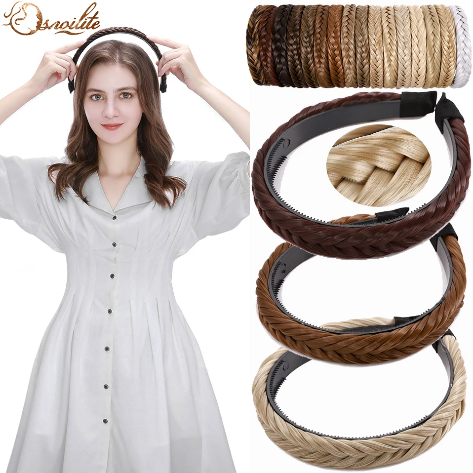 S-noilite Synthetic Braids Hair Women Head Band Girls Non-slip Twist Hairband Headwear Adjustable Stretch Hair Accessories