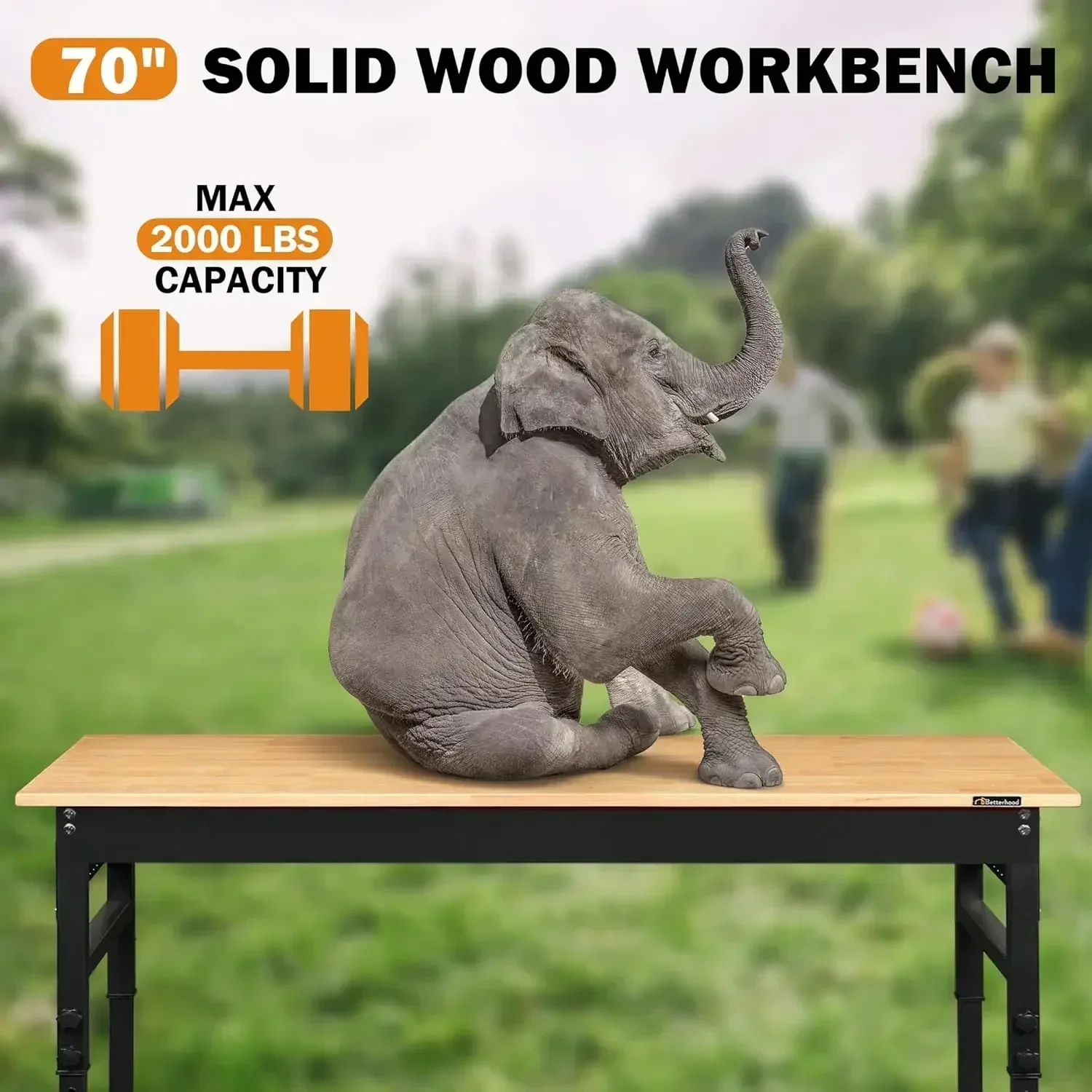 70" Adjustable Workbench on Wheels, 2000 LBS Heavy Duty Work Table with Power Outlets & Pegboard, Commercial