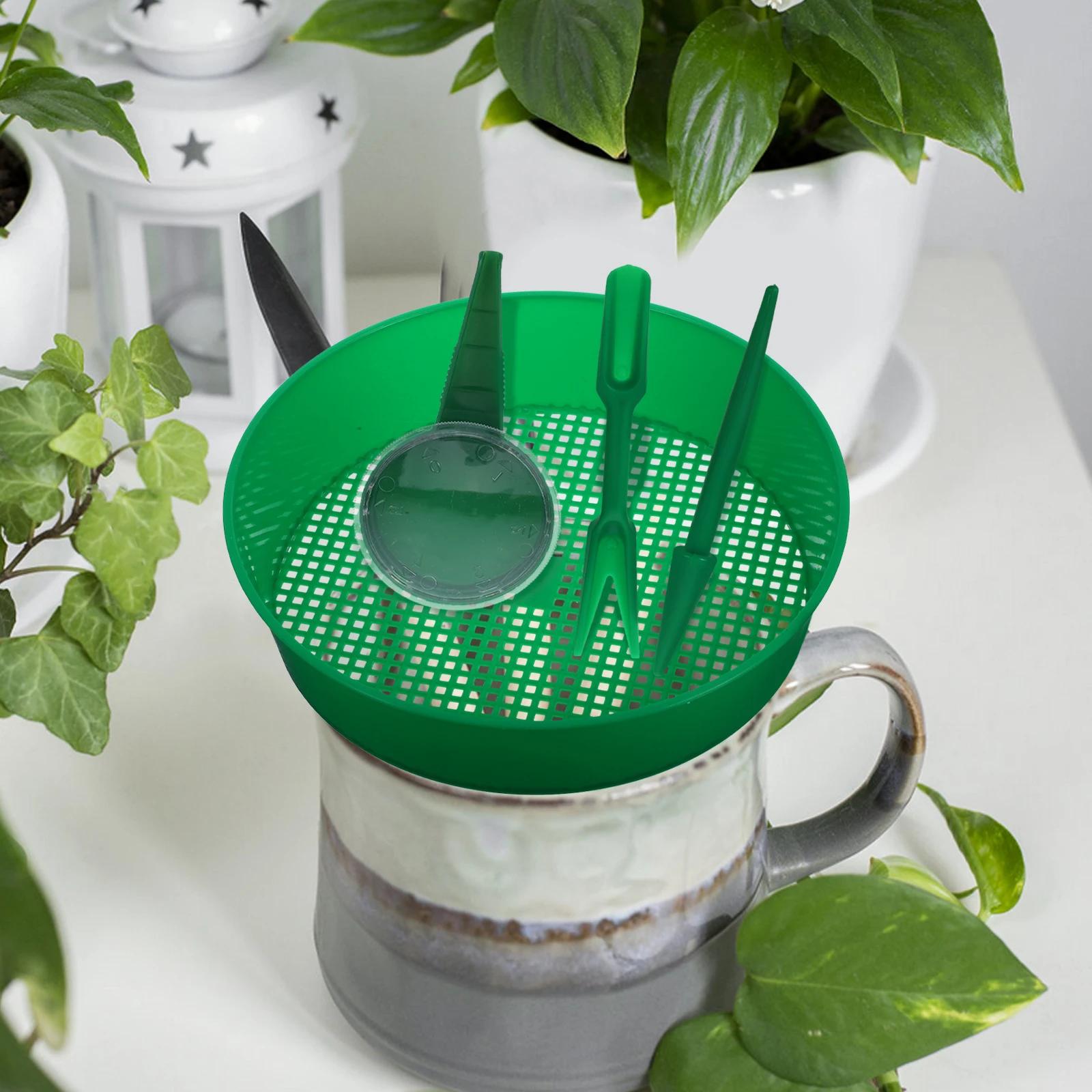 

1 Set Plastic Sieve Fine Mesh Sifter Gardening Bonsai Sand Manual Mesh Pan Supplies Sieve Soil Rock Sand Filtering
