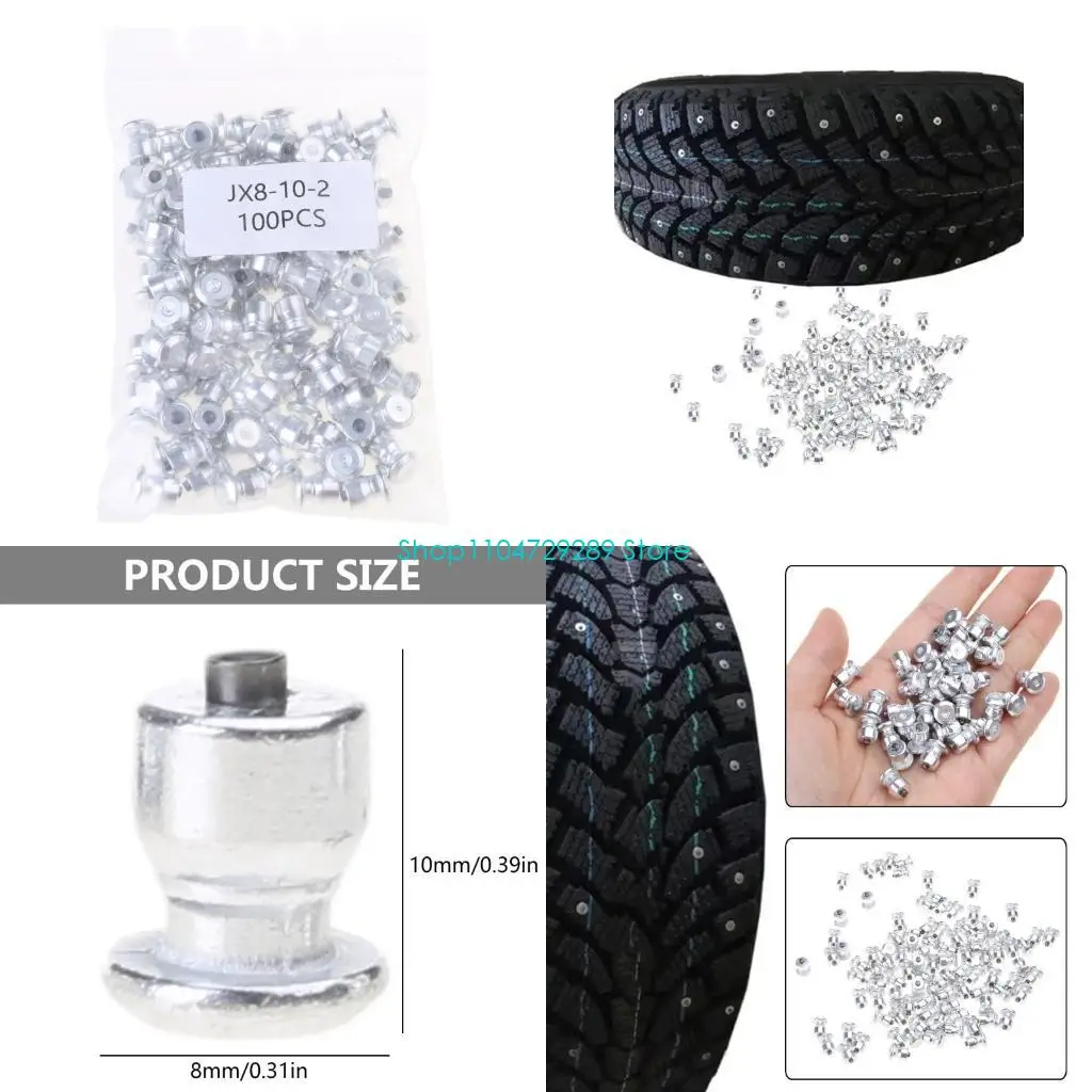 

D8KE 100Pcs Anti-Slip Tire Studs Screws Nails for Motorcycle Hiking Shoes