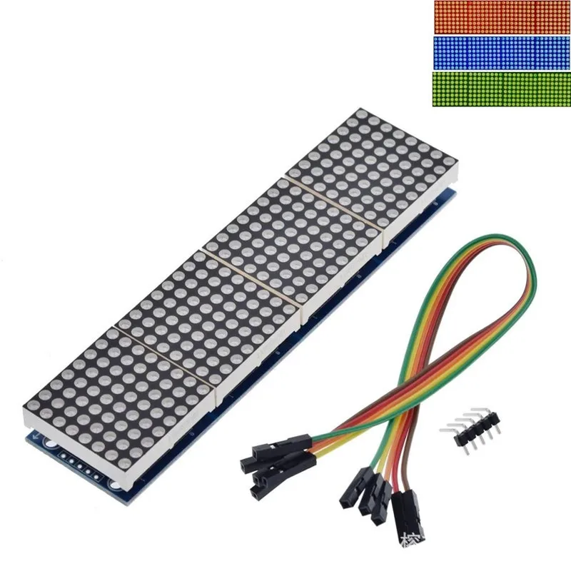 MAX7219Dot Matrix Module Controle Módulo de microcomputador de chip único 4One-in-One Display Send5PLine Vermelho Azul Verde