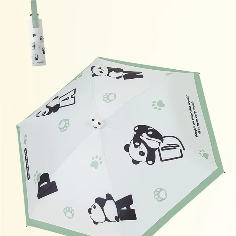 

Cute Panda Umbrella UPF50 UV99% Blocking Foldable Cooling Tech Portable Lightweight for Travel Anti-Heat Black Glue Coating