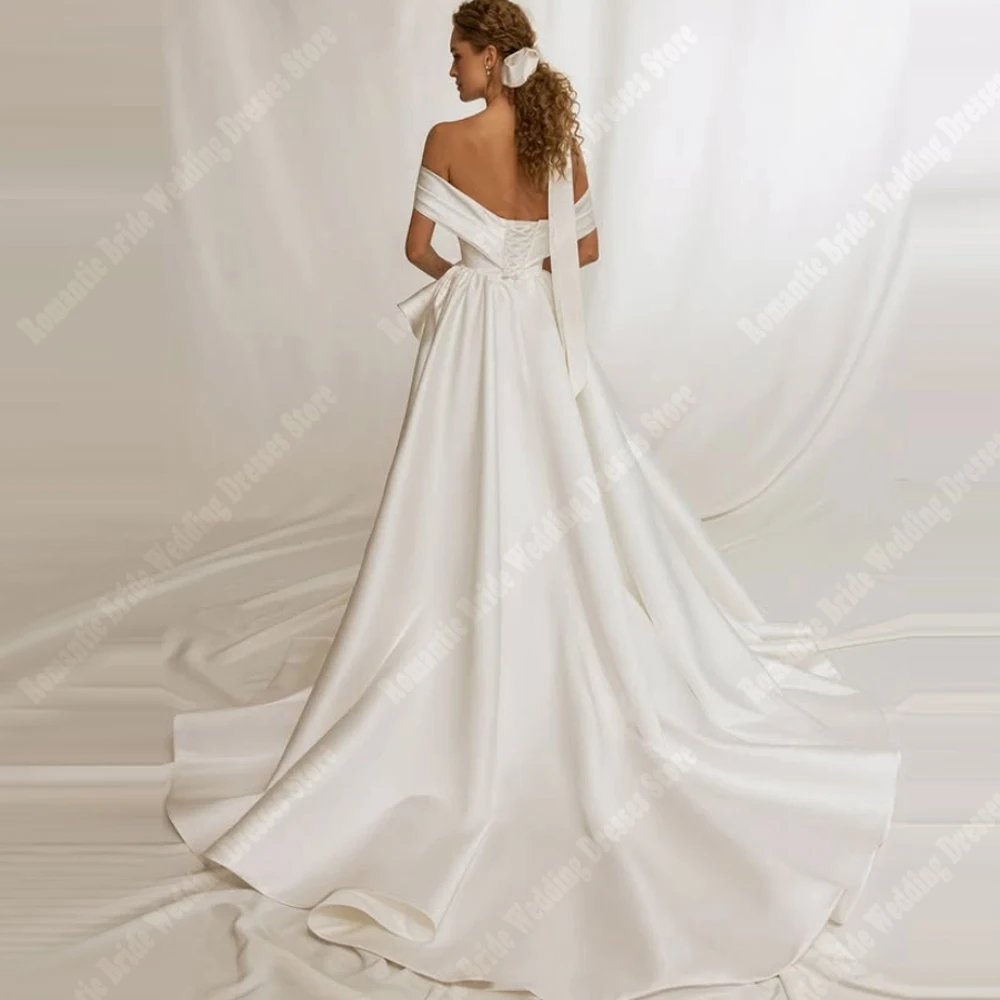 Abiti da sposa da donna a trapezio con spalle scoperte Abiti da sposa Elegante lunghezza lavata senza maniche Abiti da principessa De Novias personalizzati