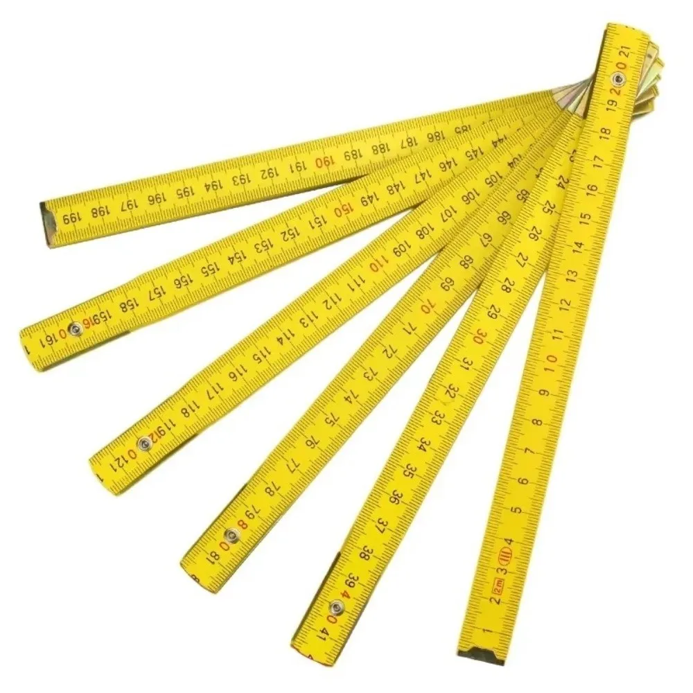 Portable Wooden Folding Ruler 2M Extended Measuring Rule Slider Dual Sided Metric Scale Folding Carpenter's Ruler Woodworking
