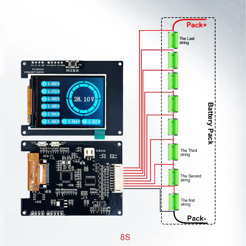 4S Spannungsmessgerät mit Schutzgehäuse, 6s 8s Spannungstester 24s für Lifepo4/Lipo/LTO Batterie BMS/Balancer – Detail 14