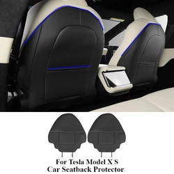 Car Seatback Protector for Tesla Model X S 2022-2025 Seat Back Protective Child Anti-Kick Mats Black Leather Interior Accessorie
