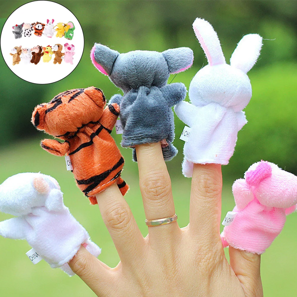 12 Pcs Finger Puppet Animal Wear-resistant Toys Story Accessory Number Adorable Puppets Cloth Dolls