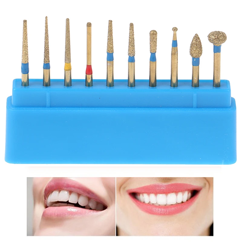 10Pcs/box Dental Diamond High Speed Burs for Polishing Smoothing Teeth Polishers