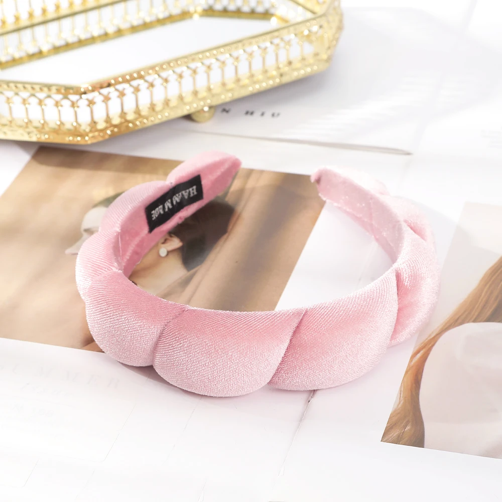 Retro opaski do włosów szerokie aksamitne Twist gąbka pałąk bezel Hairbands dla kobiet dziewczyna faliste plecione opaski akcesoria do włosów