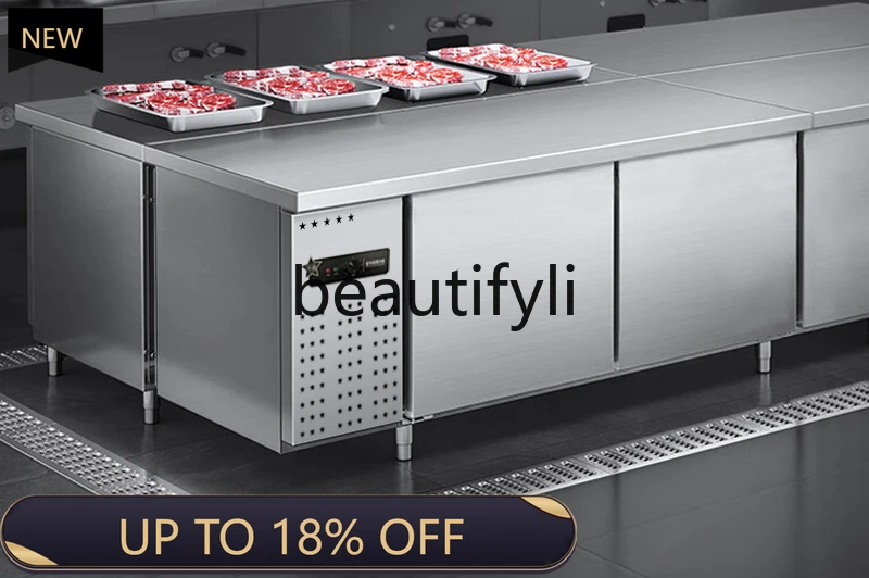 

Z189 Frozen and refrigerated fresh-keeping workbench chopping type kitchen freezer refrigerator milk tea shop