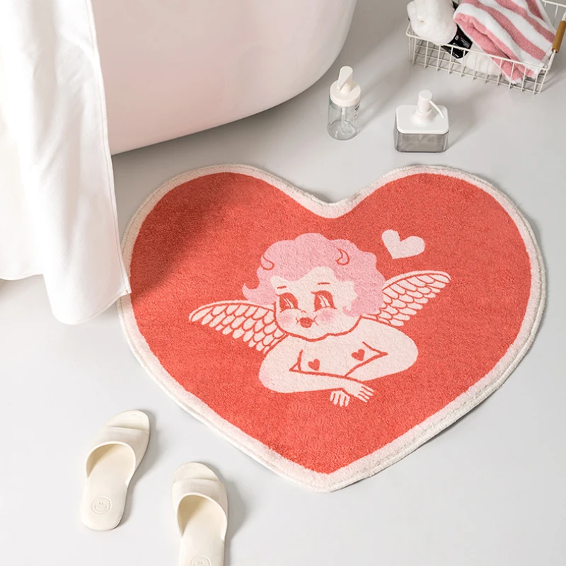 Bedroom Rug Pink Love Cute Girl Room Carpet Round Play Mat Polyester Living Room Mats Fashion IG Decorative Home Bathroom Rugs