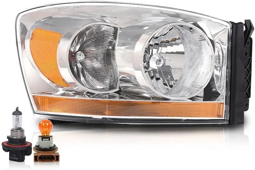 

Headlights Assembly w/Bulbs Light Bar Right Passenger Side Compatible with Dodge Ram 1500 2006-2008/Fit Dodge Ram 2500 3500 2006