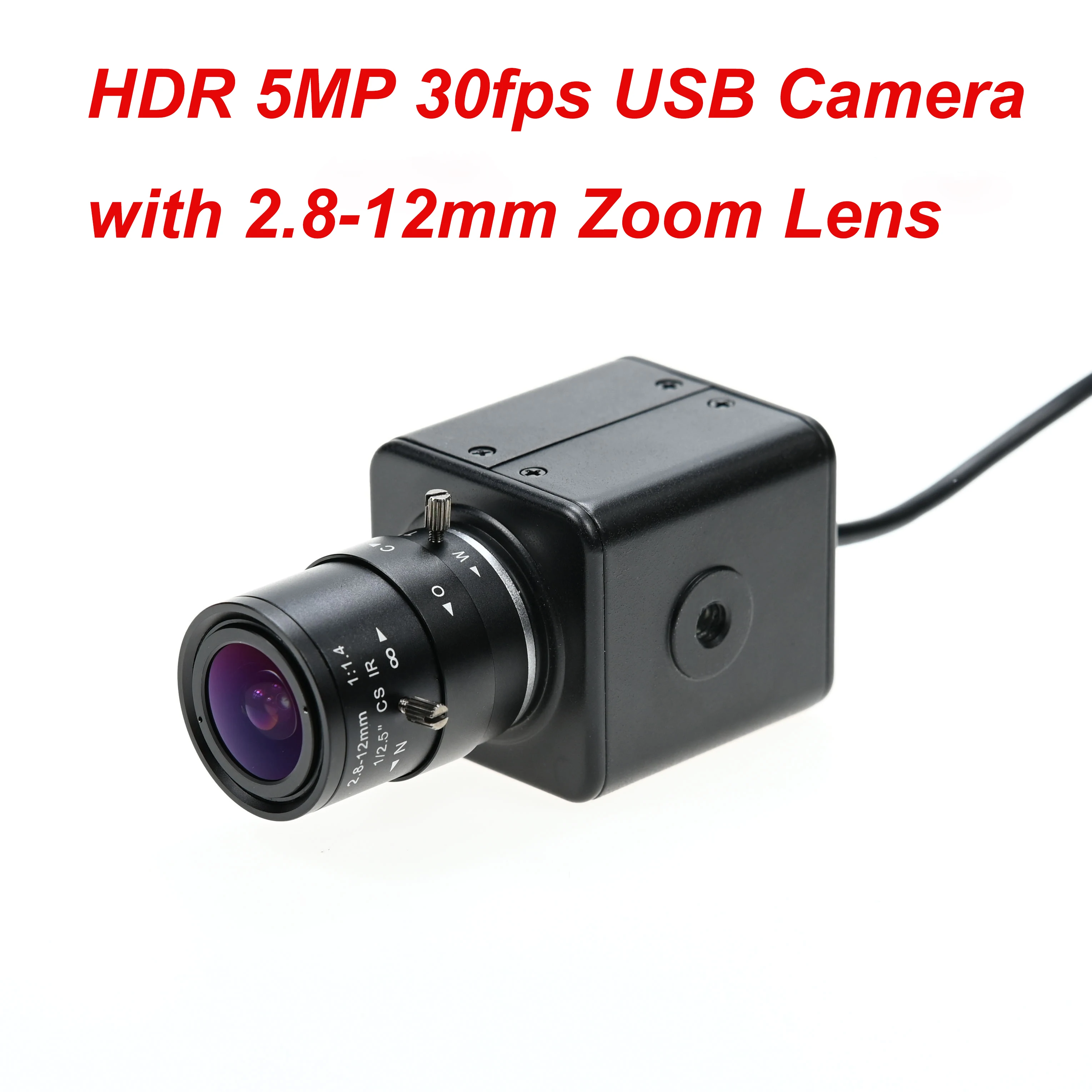 

HDR WDR 5MP 30FPS HD USB Box Camera,For Video Teaching Meeting,2592x1944,With 2.8-12mm Varifocal CS Lens,Drive Free