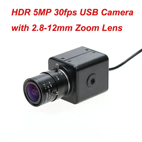 HDR WDR 비디오 교육 회의용 HD USB 박스 카메라, 2592x1944, 2.8-12mm 가변 초점 CS 렌즈, 드라이브 프리, 5MP, 30FPS