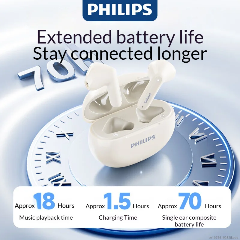 New Philips TAT1199 Earphone Wireless Bluetooth 5.4 Call Noise Reduction Earbuds HiFi Stereo Gaming Music Headphone Long Standby - view 3
