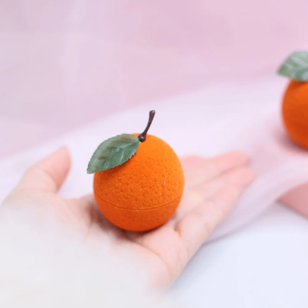 

Elegant Fruit Inspired Jewelry Box Orange Shape Ring Storage Case for Engagement Wedding Gift Ring Holder Compact