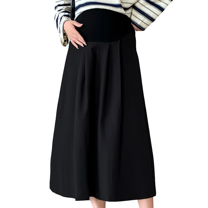 2024 Spring Summer Casual Maternity Skirts High Elastic Waist Belly Straight Clothes for Pregnant Women Pregnancy Pleated Loose