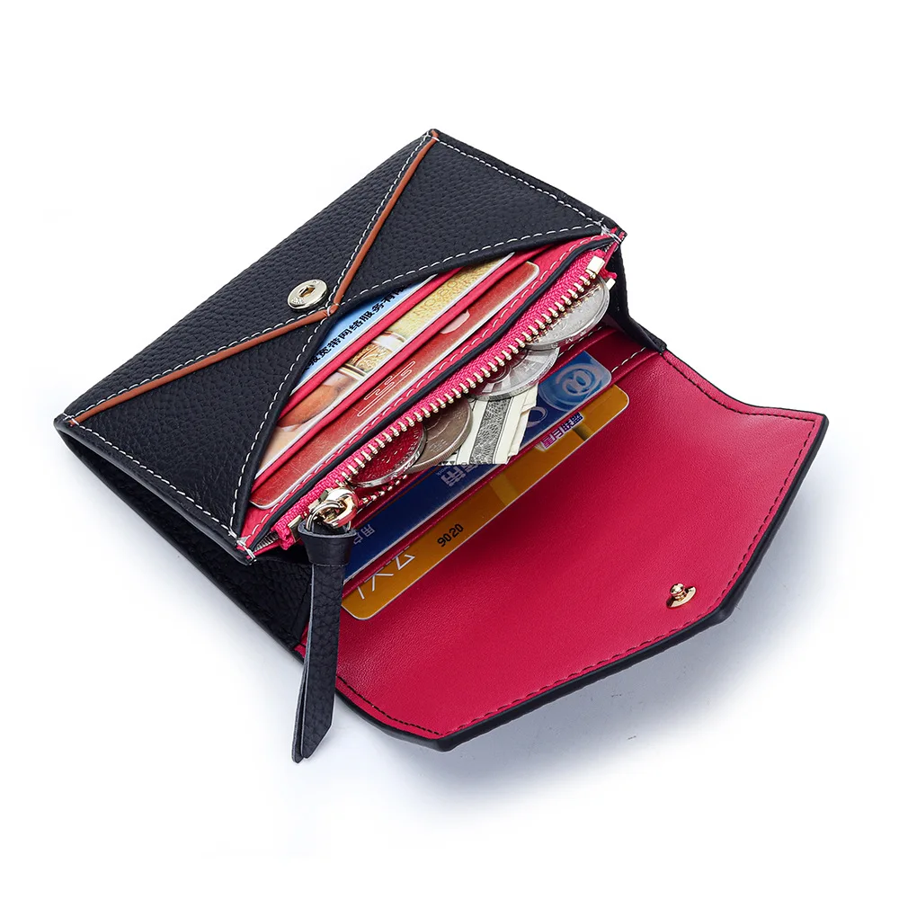 

Маленький двойной кошелек для женщин, кожаный кошелек с карманом на молнии, держателем для кредитных карт, мини-кошельки для монет для путешествий или подарка