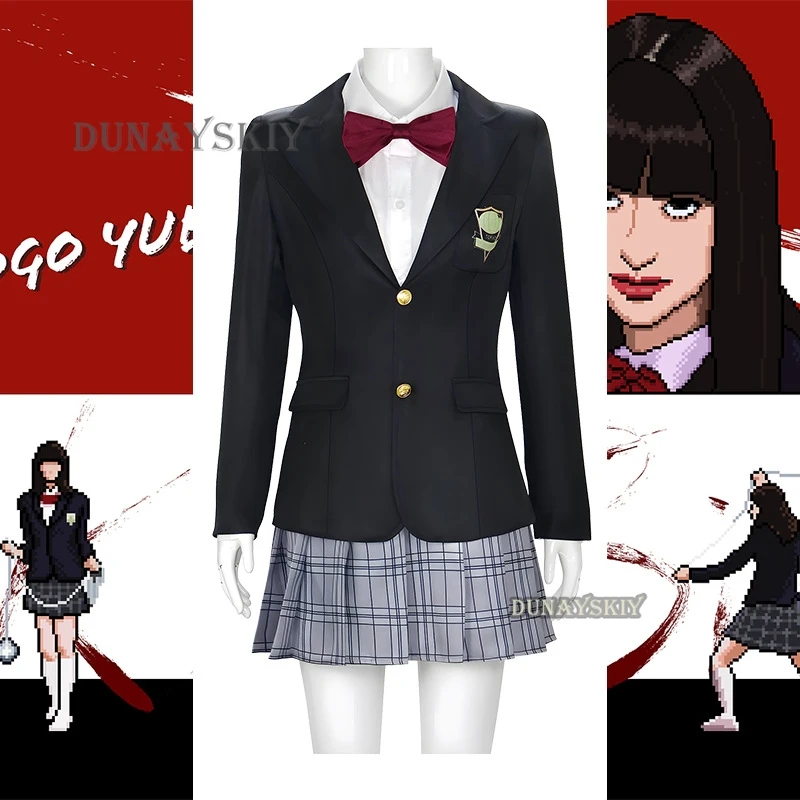 Anime Movie Bill Cosplay Gogo Yubari Costume JK School Uniform Dress Lolita Cos Long Black Wigs With Weapon Props For Halloween