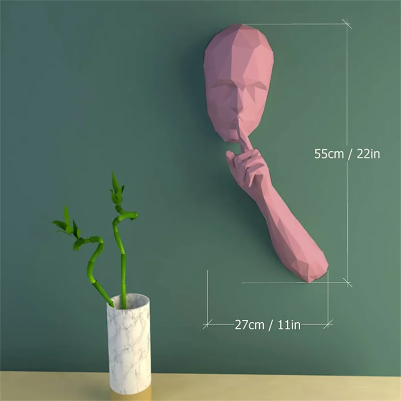 3D Paper Model Of The Silent Person For Library Cafe Wall Decoration Keep Quiet In Public Places PaperCraft Hand Made Art Toys