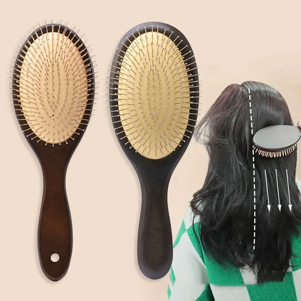 

Wood Hair Brush Head Massage Brush Hairbrush Hair Combing Scalp Airbag Hair brush Hair Care With Steel Needle Steel Hair Brush