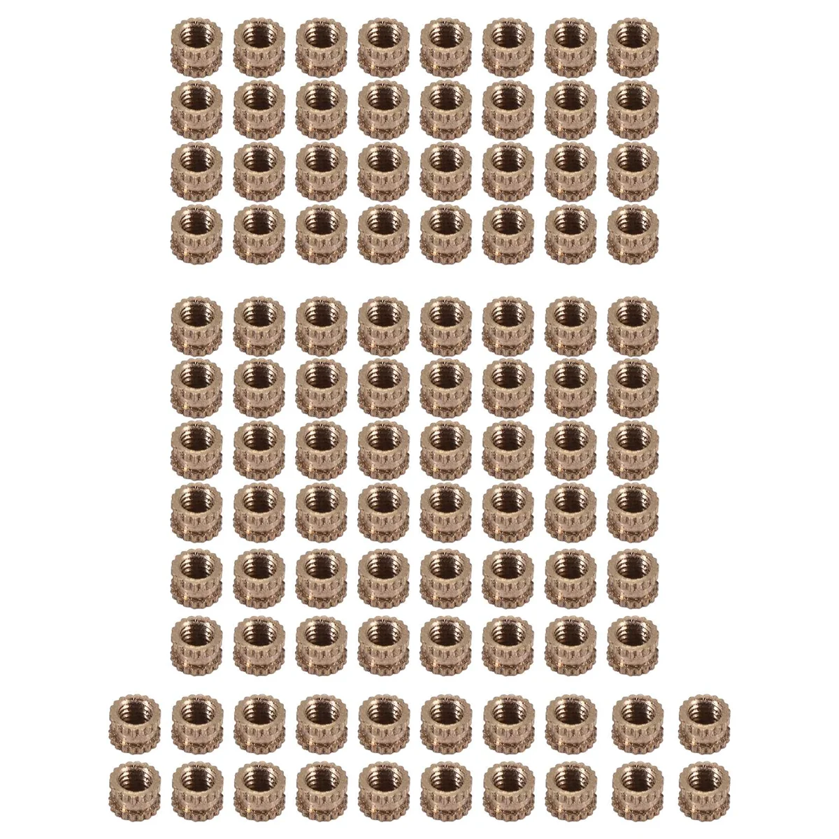 A03V M3 x 3mm Female Thread Brass Knurled Threaded Insert Embedment Nuts 100PCS