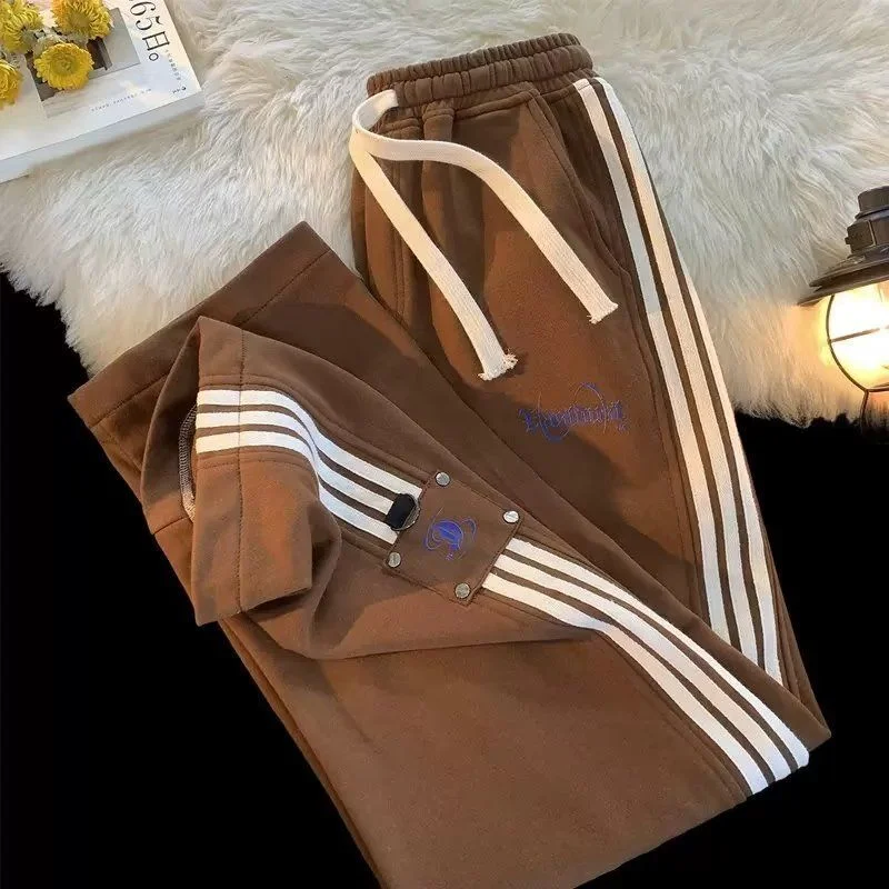 Striped Sports Sweatpants Men Women High Street Loose Casual Alphabet Embroidery Pants Trend Ins Hong Kong Dragged Couple Pants