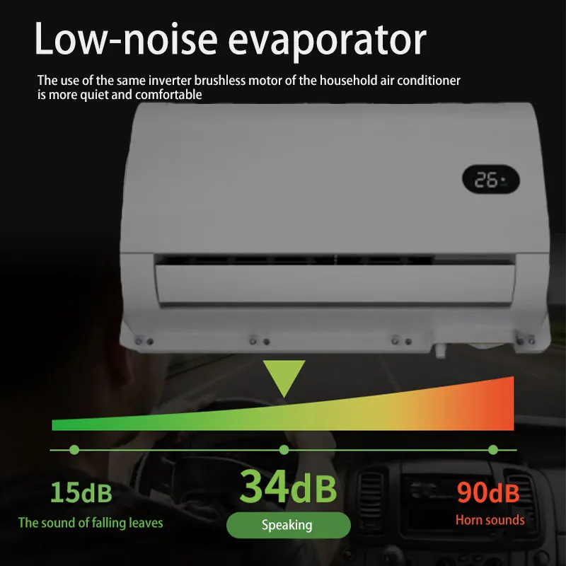 سبليت سيارة كهربائية فان تيار مستمر 12 فولت وحدة التيار المتناوب وقوف السيارات مكيف الهواء 24 فولت تكييف الهواء 12 فولت لشاحنة تخييم