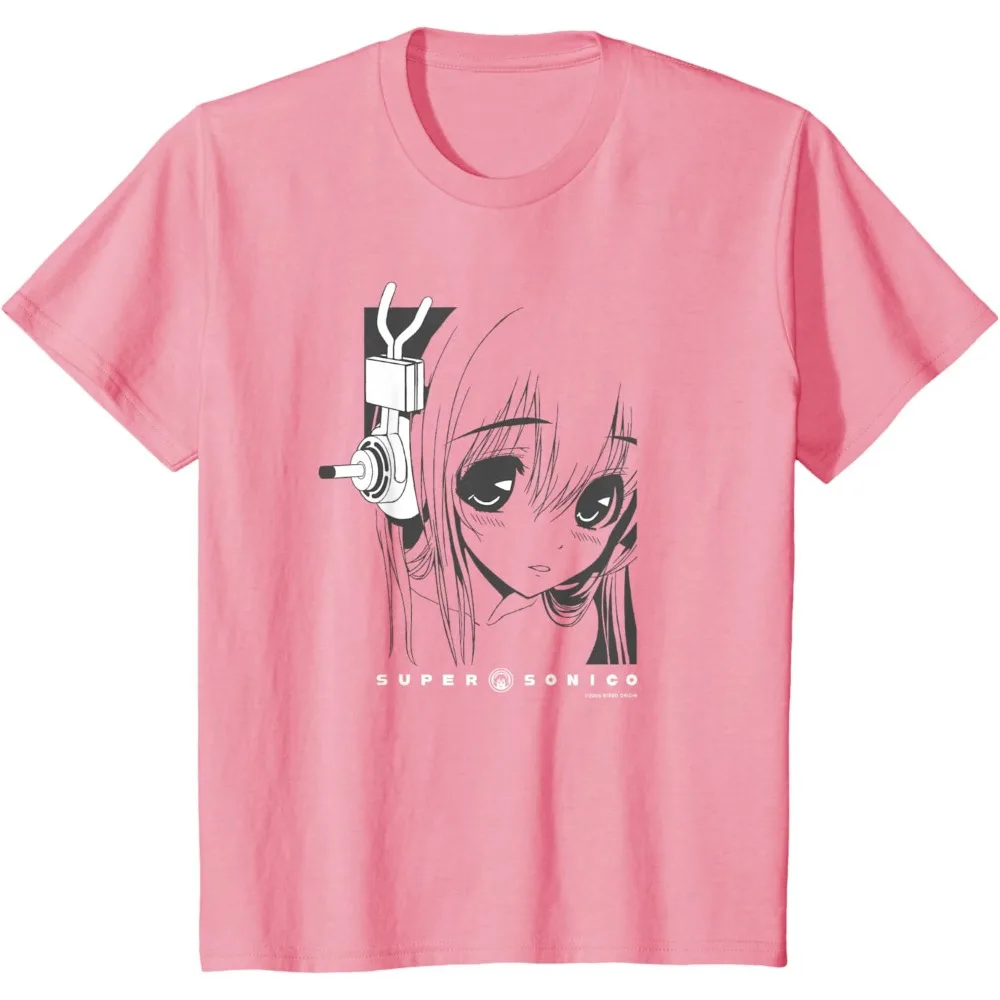 Heißes Super Sonico Grafik-T-Shirt Y2K Ästhetik Streetwear Unisex Oversized Sommer Baumwolle Print Retro Anime Tee Kleidung Oberteile – Detail 4