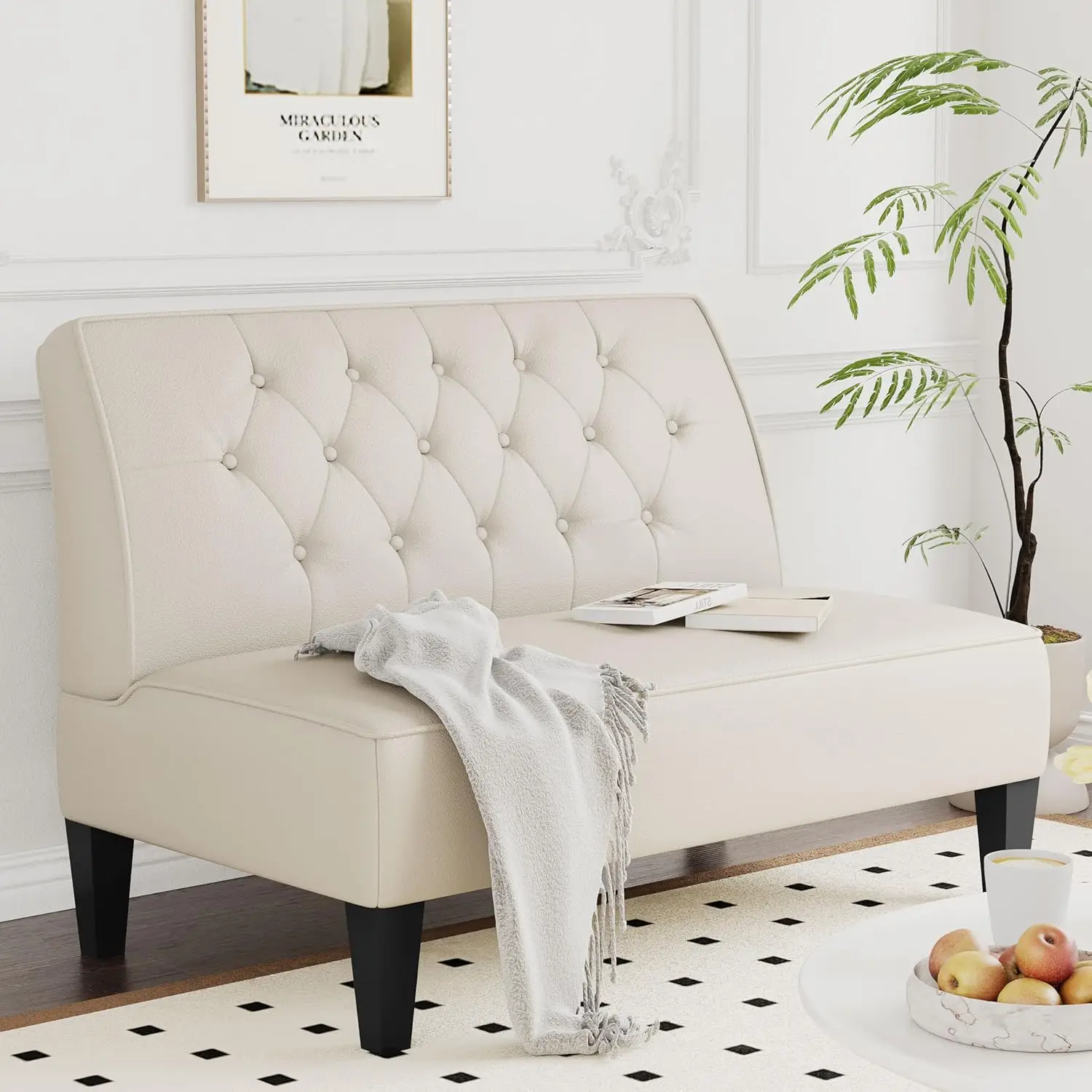 

Кнопка тафтинговый двухместный диван, мягкая спинка дивана, пряжка, диван, банкетная скамейка для столовой, гостиной, спальни, Funitur