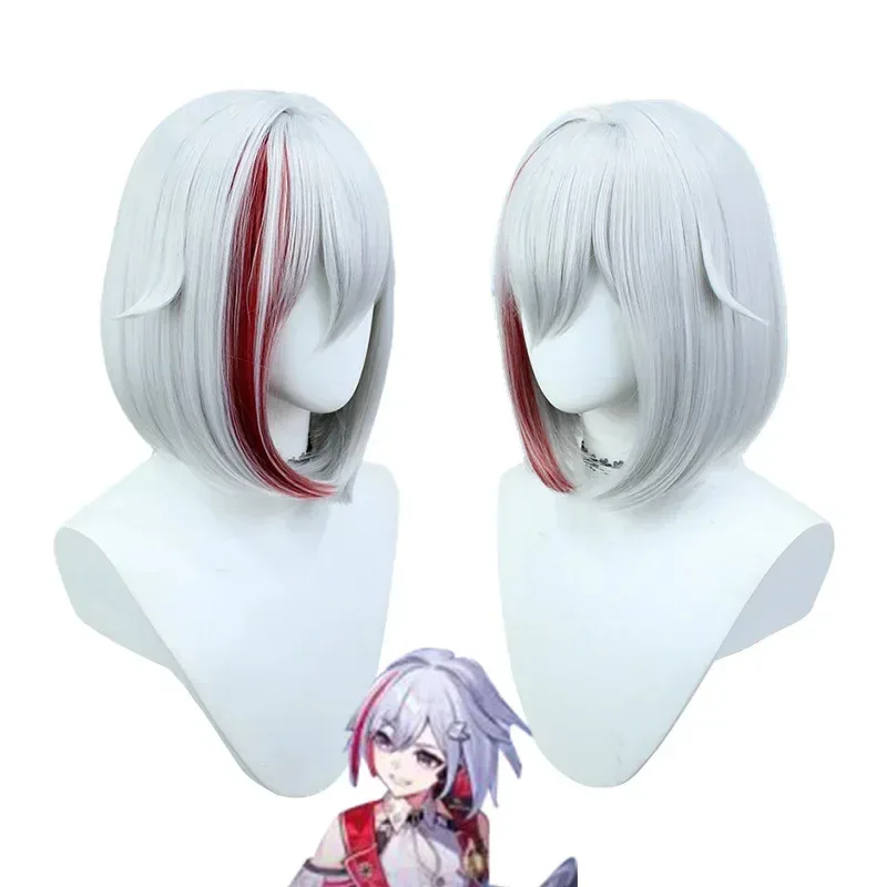 

Honkai Rail Topaz Косплей Парик Короткий Серебристый Фиолетовый Красный Парик Аниме Косплей Парики Термостойкие Синтетические Парики Хэллоуин