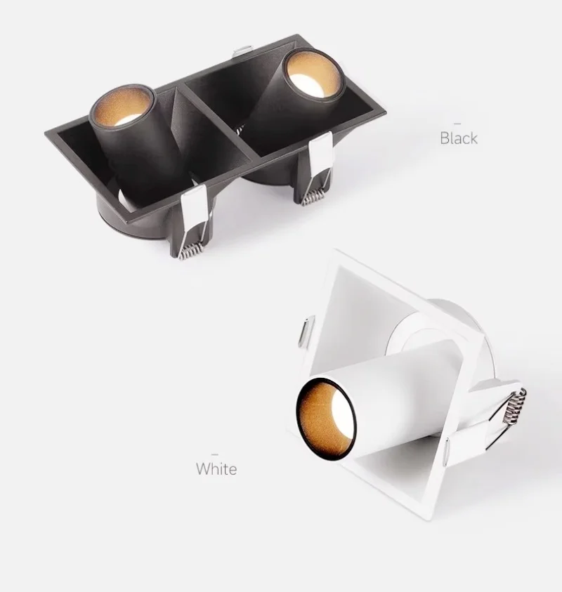 

LED Ceiling Square Adjustable Angle Embedded Anti Glare Spotlights with Long Nose Single Double Head Bar Counter AC220v 110V