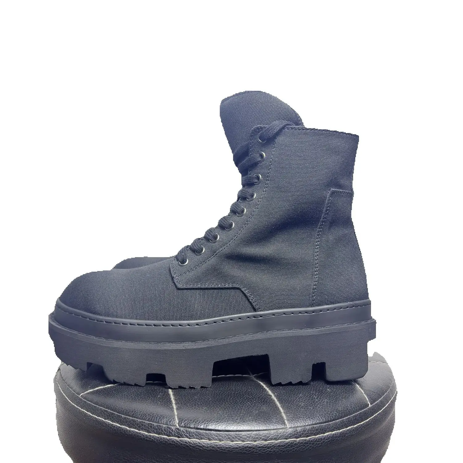 Men's High Top Platform Motorcycle Shoes Lace Up Zip Canvas Women Boots Luxury Sneakers Black Male Designer Shoes