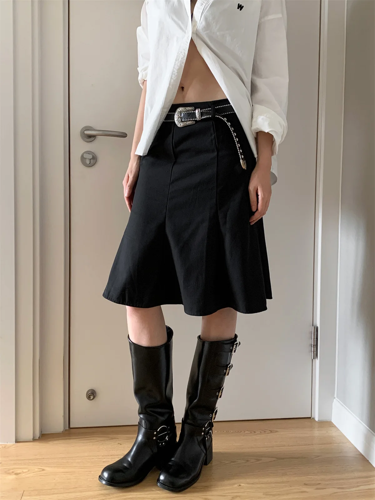 

Women's Medium Length Skirt, Fishtail, Slightly Flared, High Waist, Wrapped Buttocks, High Street Chic Cool, Fashionable, Casual