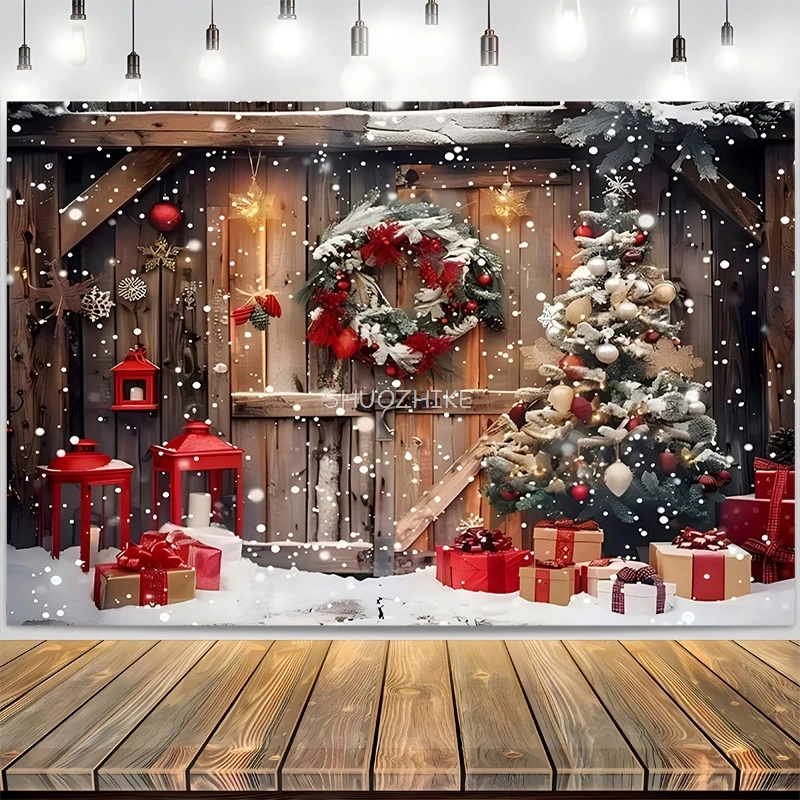 

Winter Wonderful Photography Backdrops Props Christmas Day Fireplace Stage living Room Decoration New Year Background RD-20