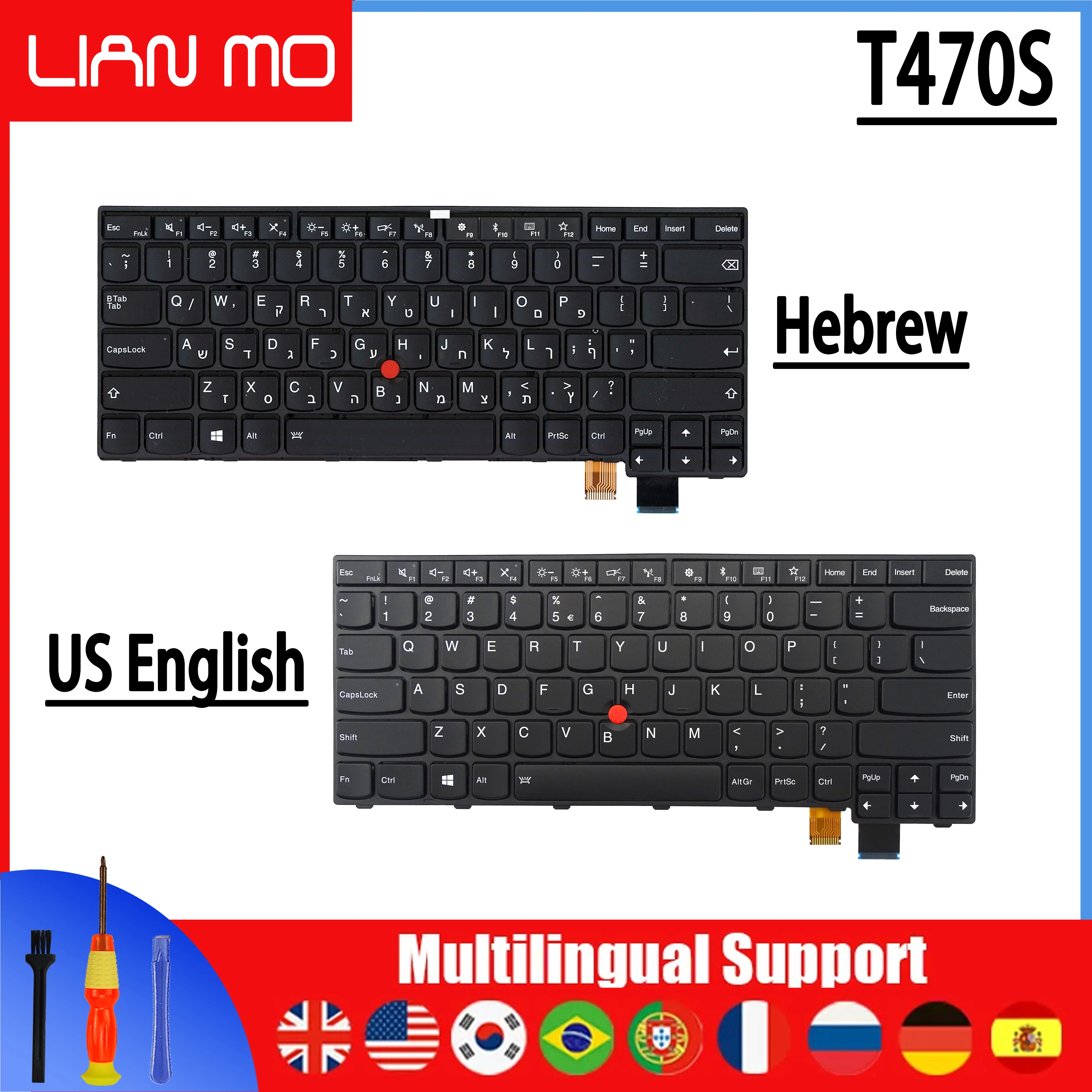 

Сменная клавиатура для Lenovo ThinkPad T470S 01YR098 01YR099 01YR110 01YR078 01YR051 00PA462 00PA463 00PA474 SN20Q55959