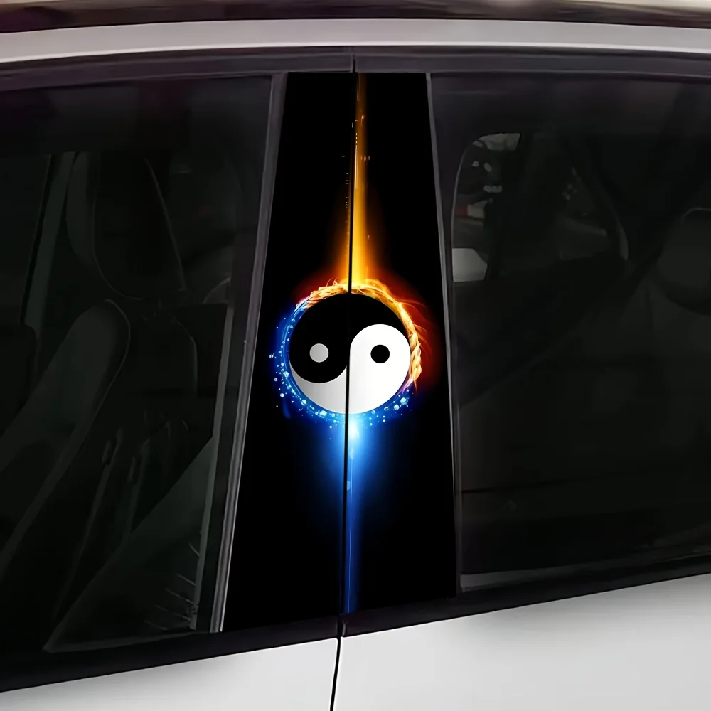 

2 шт., автомобильная наклейка с плитками Тай Чи, водонепроницаемая, с блокировкой царапин, виниловая декоративная наклейка, подходящая для стойки B и двери