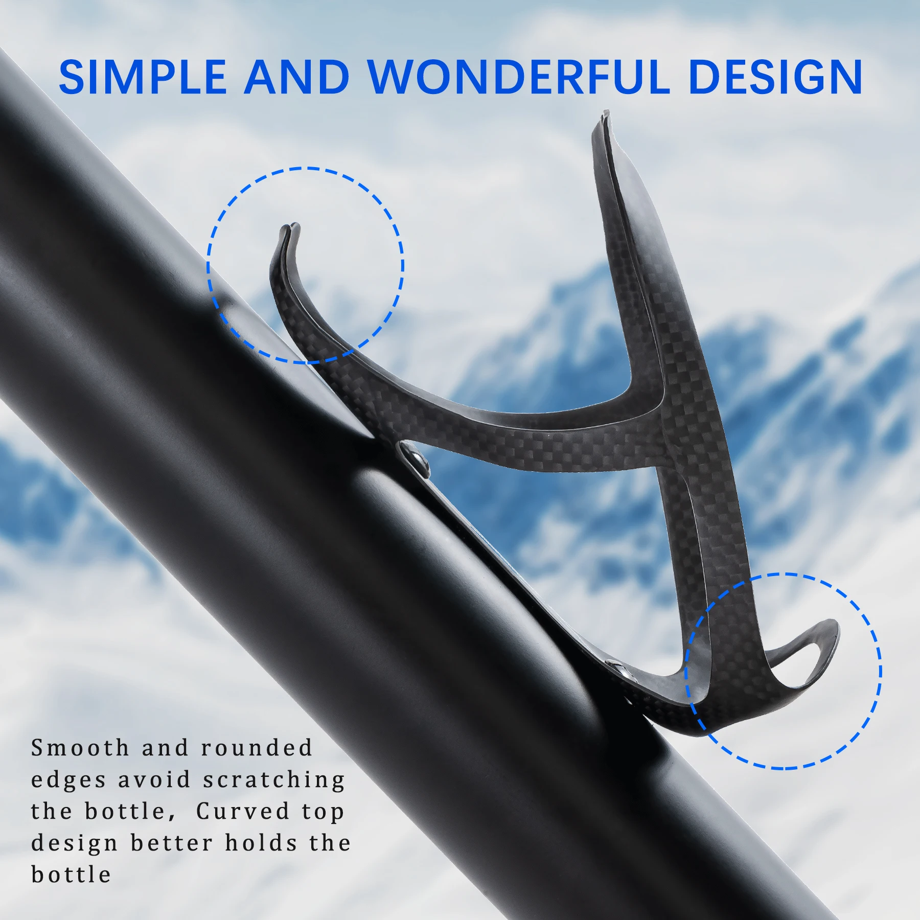 HUALONG Ultraleichter Carbon-Faser Flaschenhalter für Rennräder und Mountainbikes, Gewicht 18±2g, Schwarz Matt – Detail 7