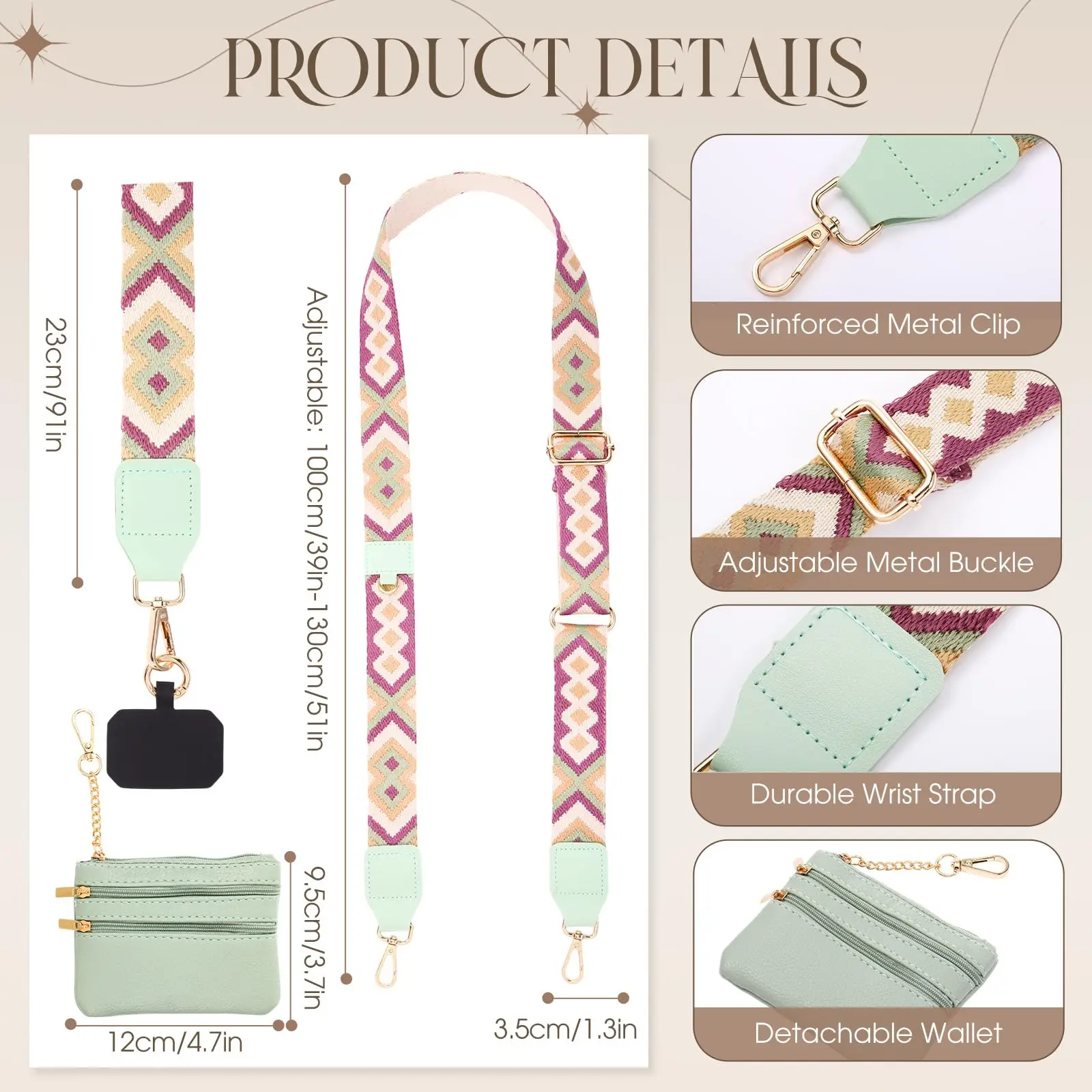 Hot Selling New Phone Lanyard With Zipper Pocket and Storage Bag Adjustable Wide Nylon Straps Can Replace Handbags and Wallets image 2
