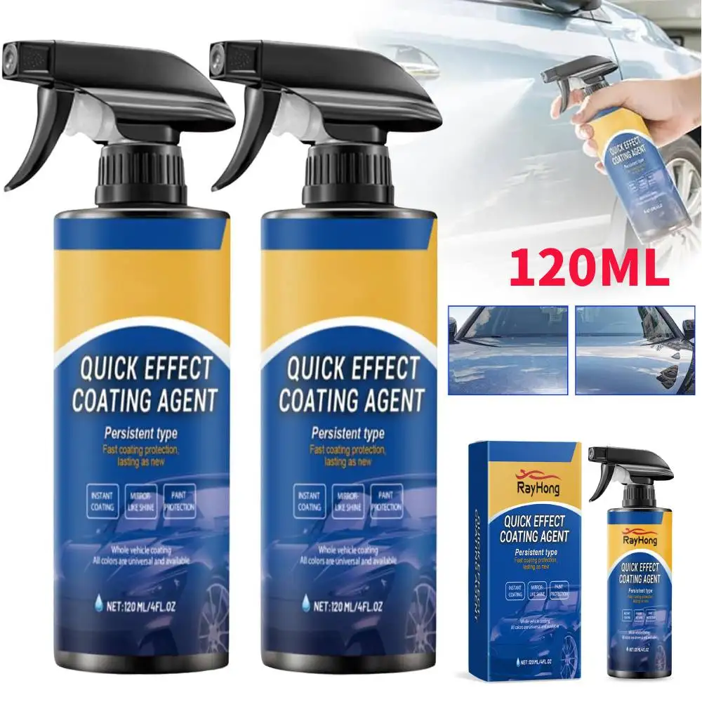 120ml Car Quick-Dry Coating Agent Spray, Car Coating Spray, Car Scratch Wax Polish Spray Waterless Wash, Oil Film Emulsion Glass
